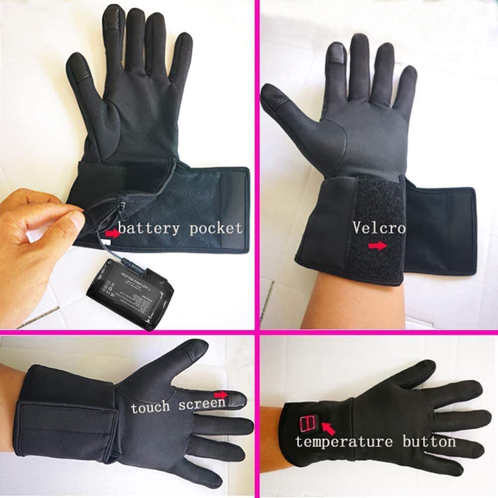 Guanti riscaldati elettrici Flessibili, Guanti per Mani con artrite, Guanti scaldamani UltraSottili Schermo tattile per Ciclismo all'aperto Campeggio Escursionismo Sci