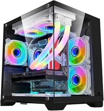 Black MINI Gaming Computer Case MATX Panoramic Side Transparency Without Pillars Support 240 120 WaterCooler Desktop Chassis
