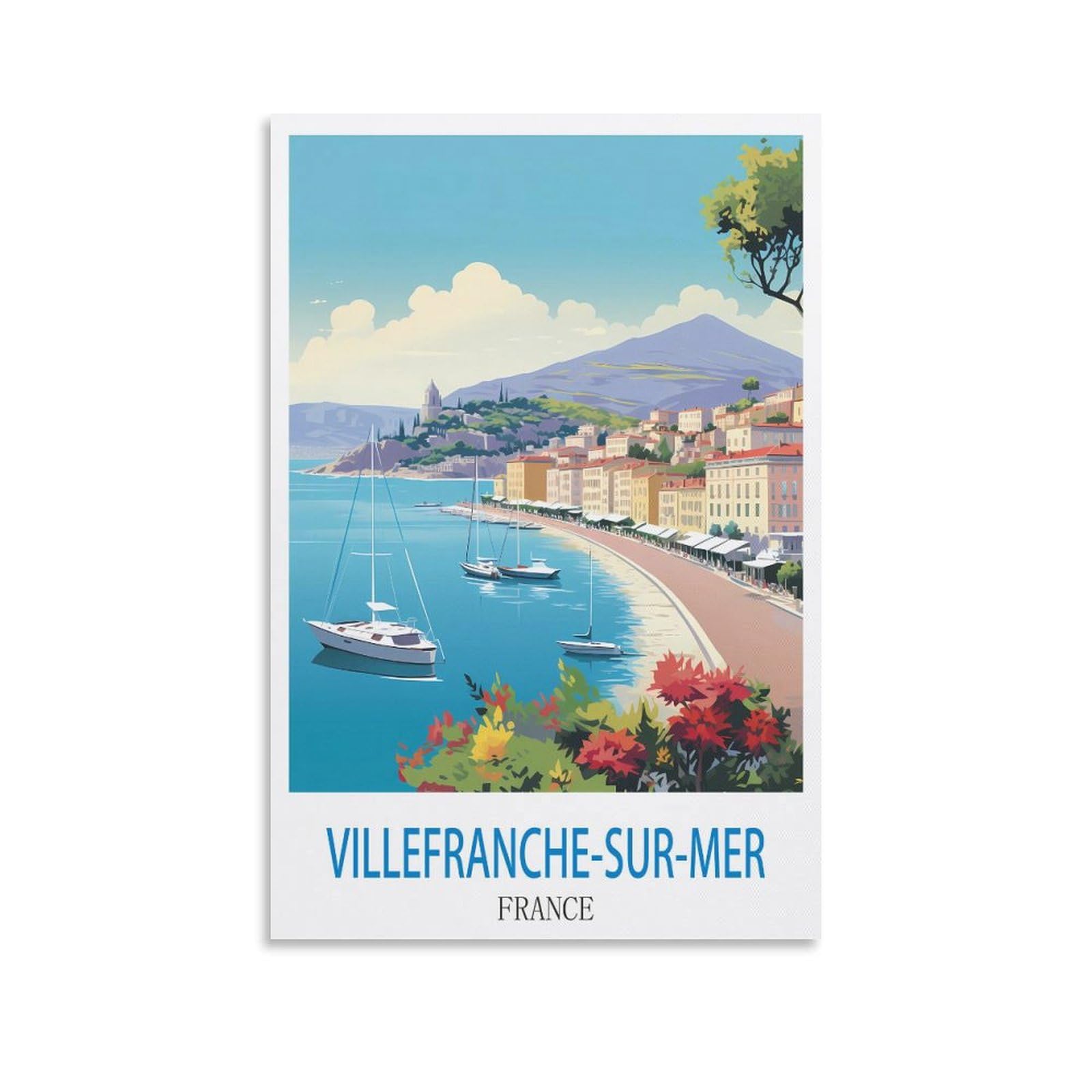 Ndoud Unframe-Style Villefranche Sur Mer France Vintage Travel Posters 08X12inch(20X30cm) Wall Art Picture Print Canvas Painting For Living Room Home Decor
