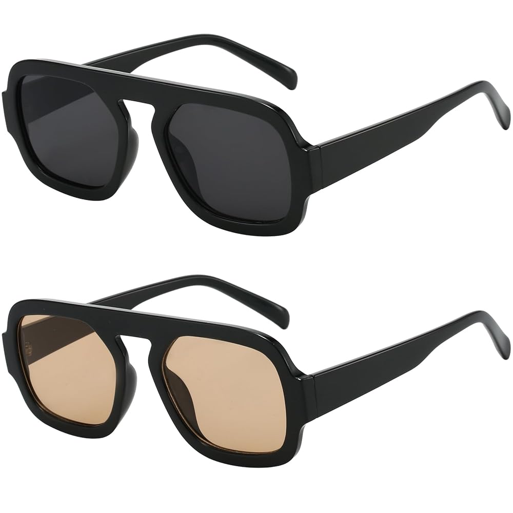 Amazon.com: MUNSADE Trendy Square Aviator Sunglasses for