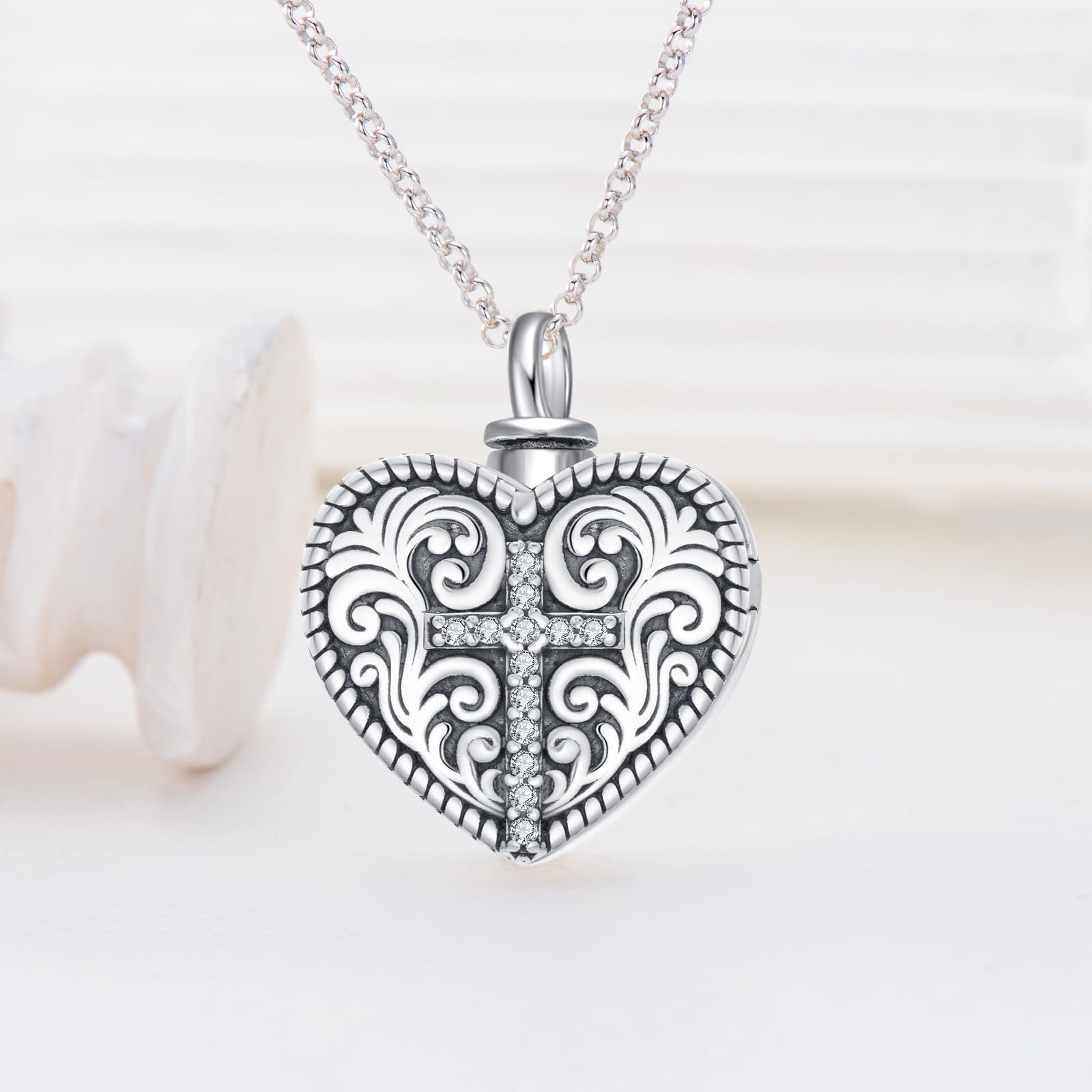 Collana con medaglione a forma di cuore personalizzato per ceneri e immagini, in argento Sterling 925, medaglione personalizzato per cremazione, per ceneri commemorative, gioielli da donna