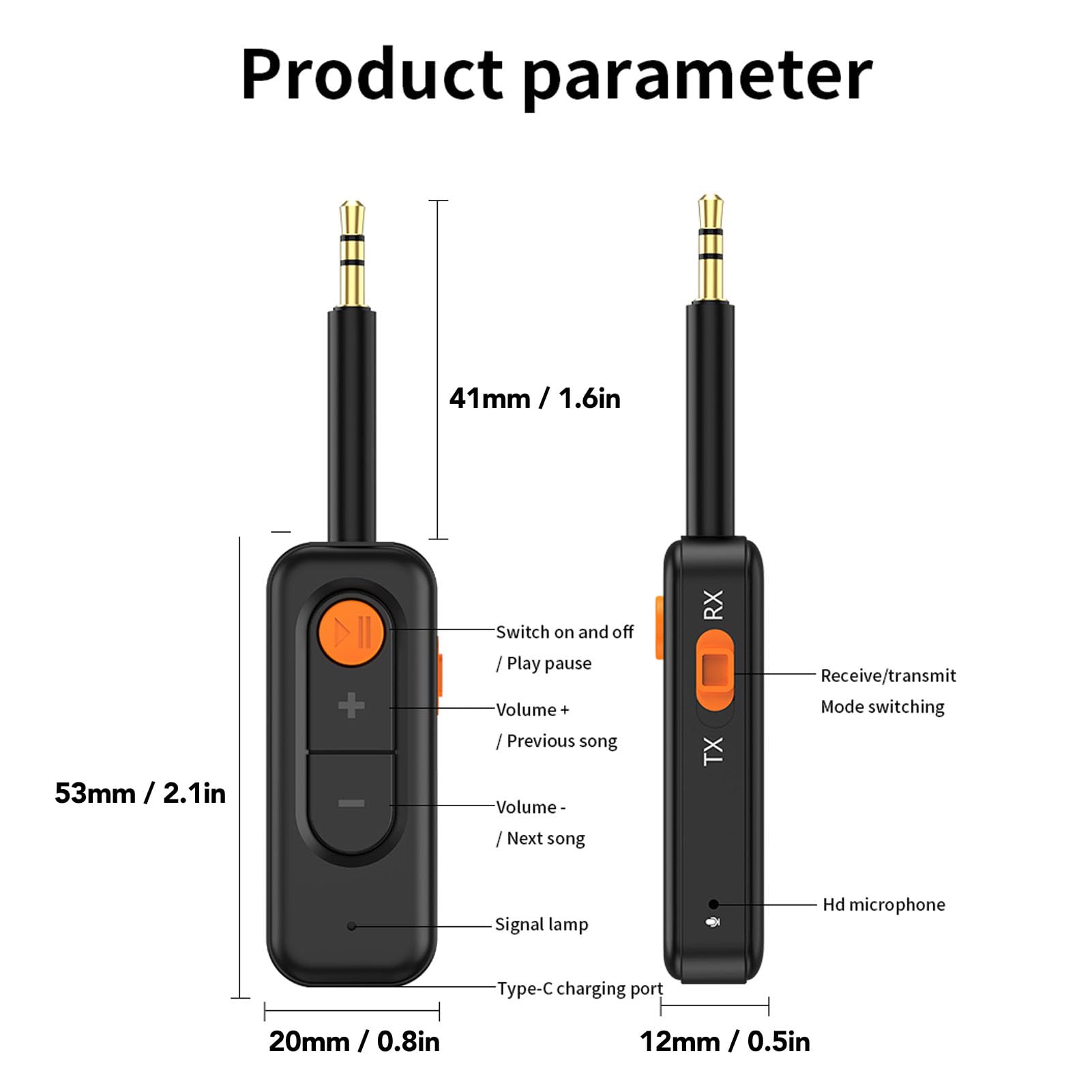 Goshyda Adattatore Bluetooth Wireless per Aereo, Versione 5.4 con Tappo Aereo, Aux da 3,5 Mm per la Palestra da Viaggio Stereo a Casa, Durata della Batteria Lunga