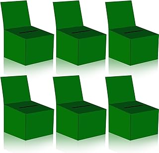 6 Pack Raffle Boxes Ballot Box Suggestion Box with Slot, 6.5 x 4.5 x 4.5 Inch Cardboard Raffle Boxes with Slot for Ticket and Removable Header for Collecting Business Card Voting Contest (Green)