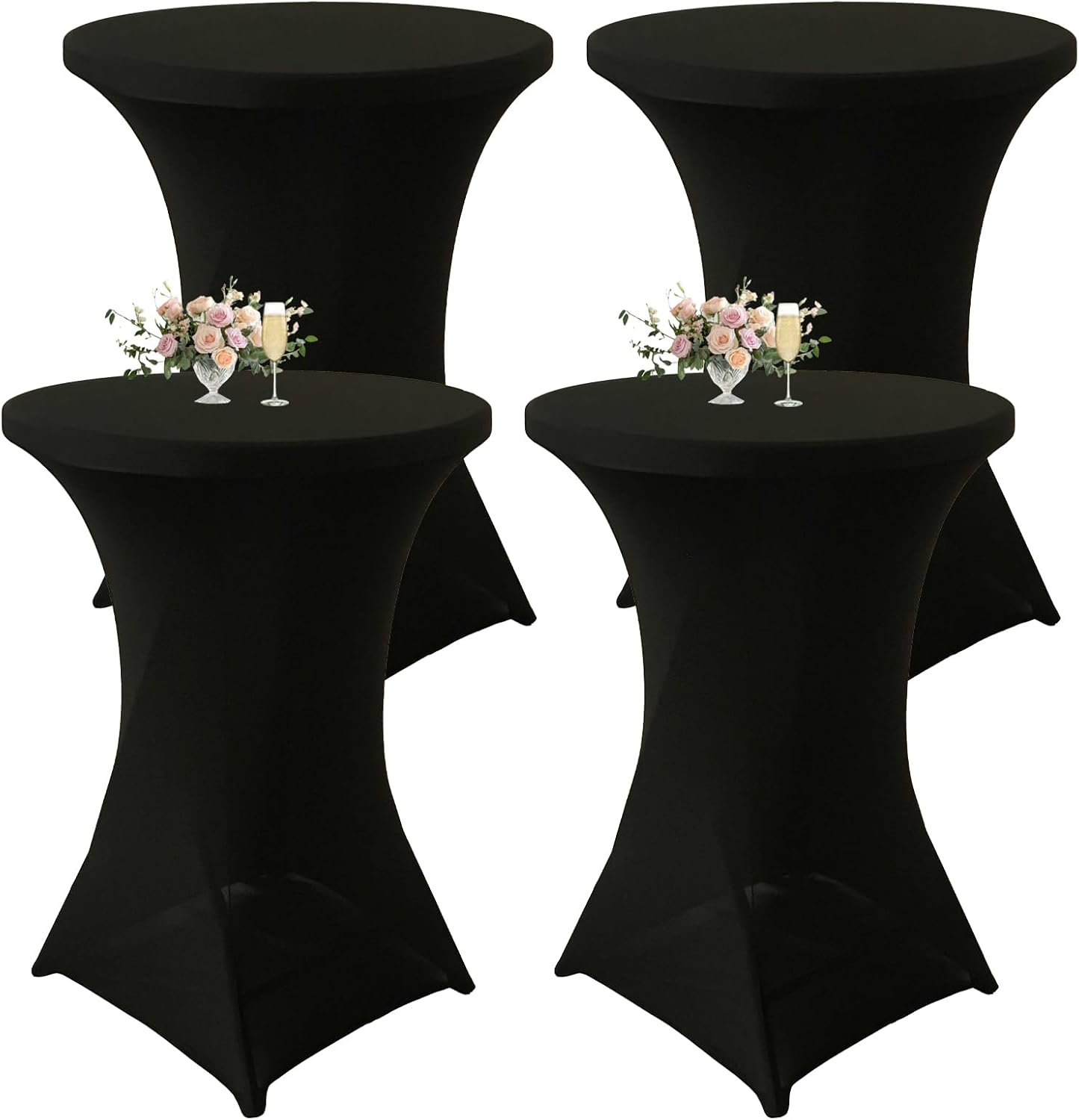 4Pack Red Cocktail Table Cover 32x43 Inch Fitted Stretch Cocktail Tablecloth for Round Table Top Cover High Top TableCloths for Party Bar Pub Wedding