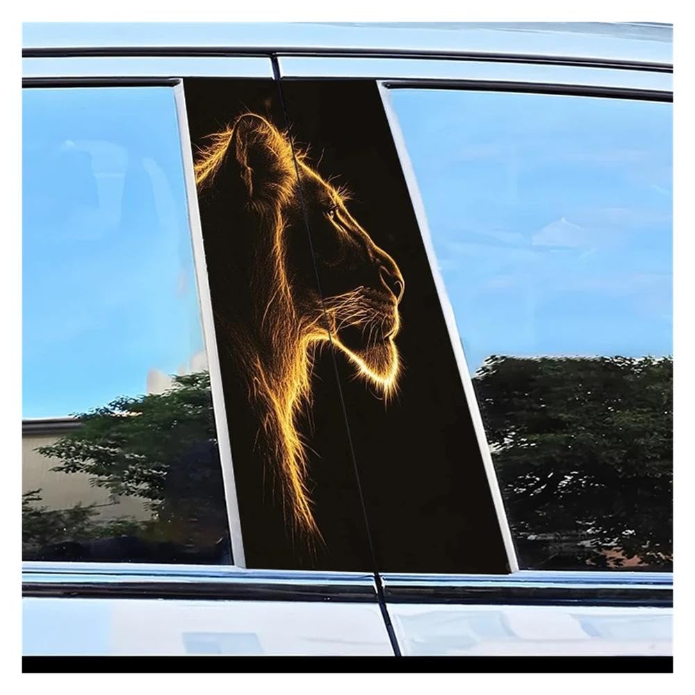 Dabhuoc One Color Car Parts 2Pcs Car Center Pillar Protection Stickers Lion Pattern Scratch Resistant Film