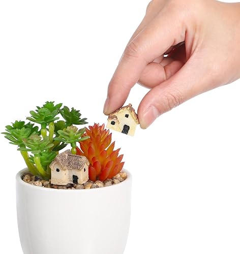 Miniatura 4 de Angoily Casas en miniatura para manualidades, 12 piezas de jardines de hadas, casa de piedra, mini cabaña de hadas, adornos de piedra de jardín en