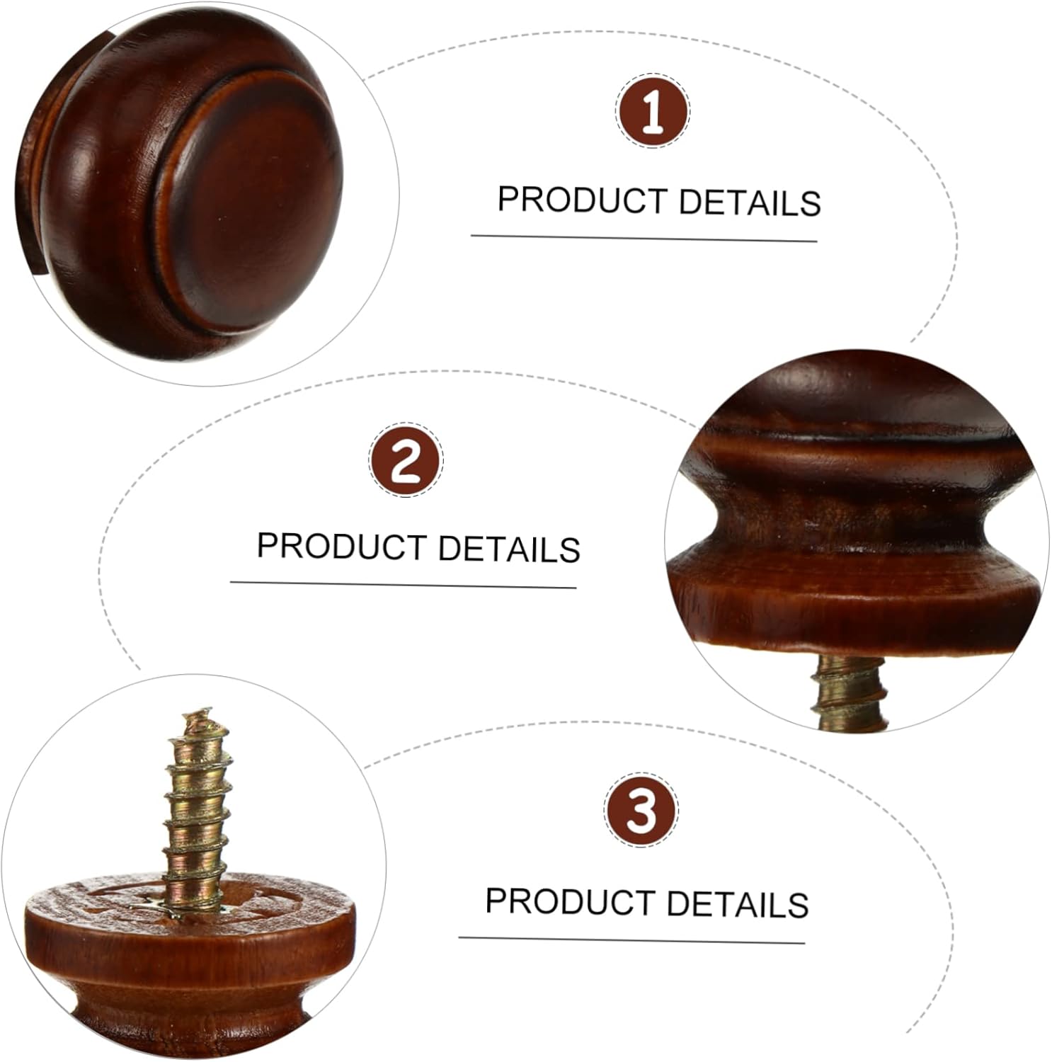 DOITOOL 8Pcs Round Wood Door Knobs for Drawers, Wardrobe, Cabinet, and Closet - Easy Installation, Smooth Surface, Vintage Style Handles for Furniture