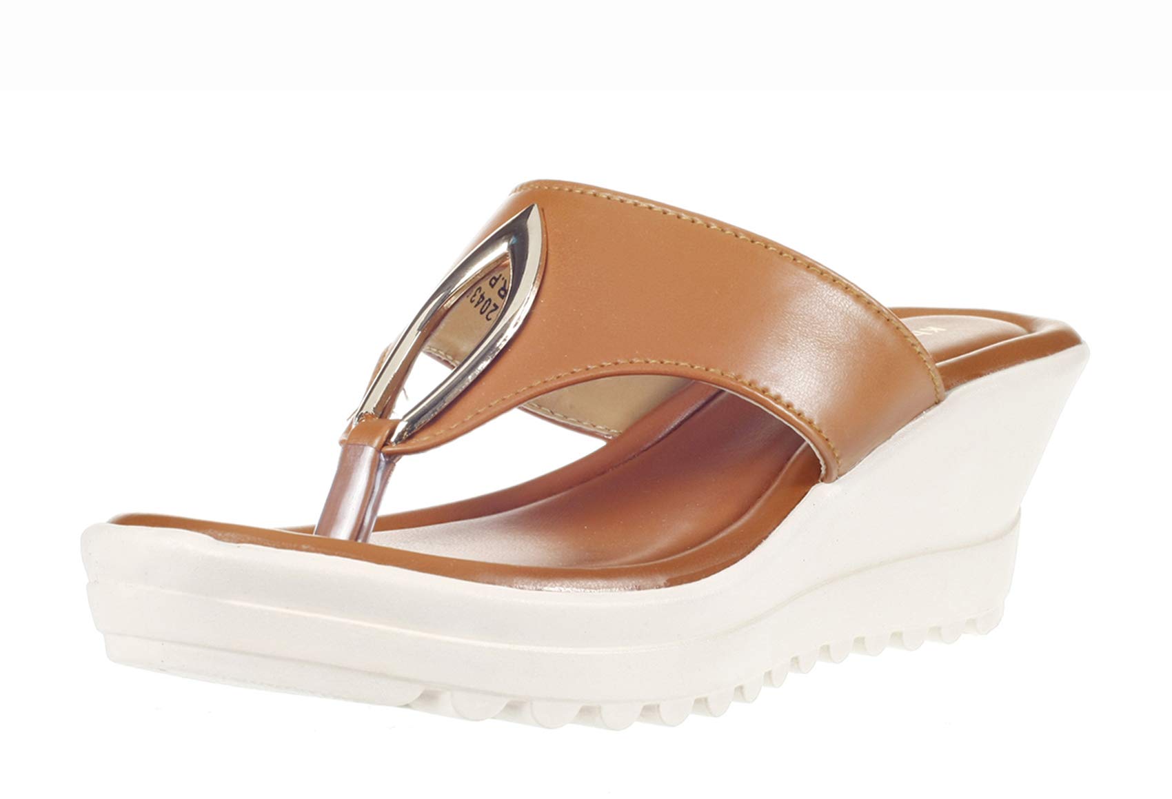 Khadims Tan Wedge Heel Slip On Sandal for Women (5320433) (B089QGQKX4) Amazon Price History, Amazon Price Tracker