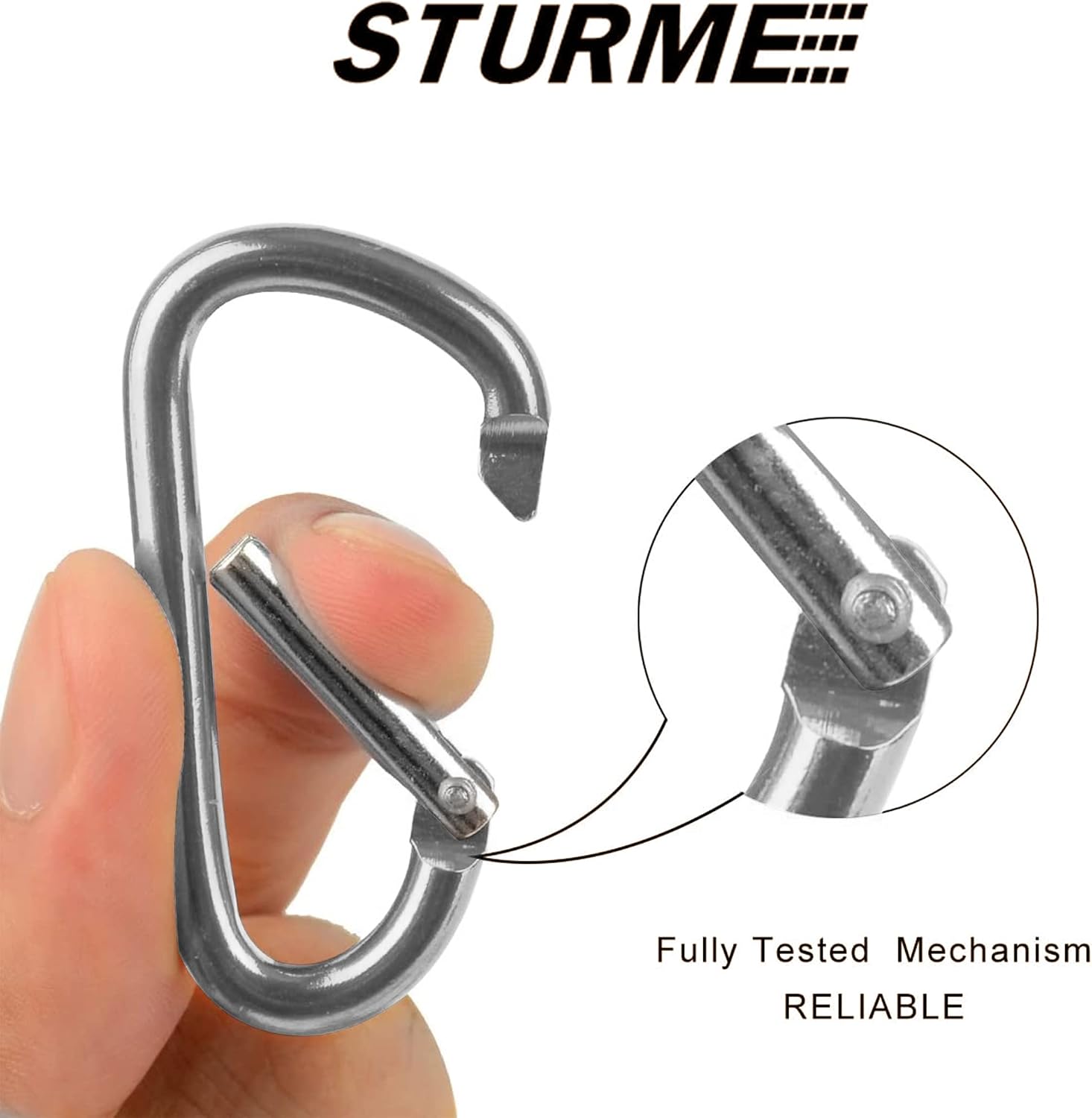 STURME 2" Aluminum D Ring Carabiners Clip D Shape Spring Loaded Gate Small Keychain Carabiner Clip Set Outdoor Camping Mini Lock Snap Hooks Spring Link Key Chain Durable Improved 24 PCS image 3