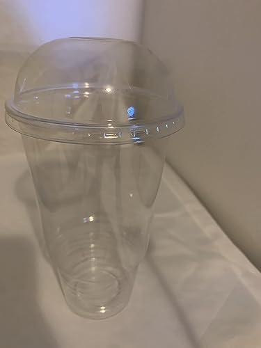 100 juegos de vasos de plástico ultra transparentes de 32 onzas con tapas de cúpula para bebidas frías como café helado, té de burbujas, cócteles