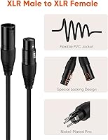 Vista 3 de CableCreation Cable XLR corto de 3 pies, cable de micrófono macho a hembra, balanceado de 3 pines compatible con micrófono Shure SM, Behringer