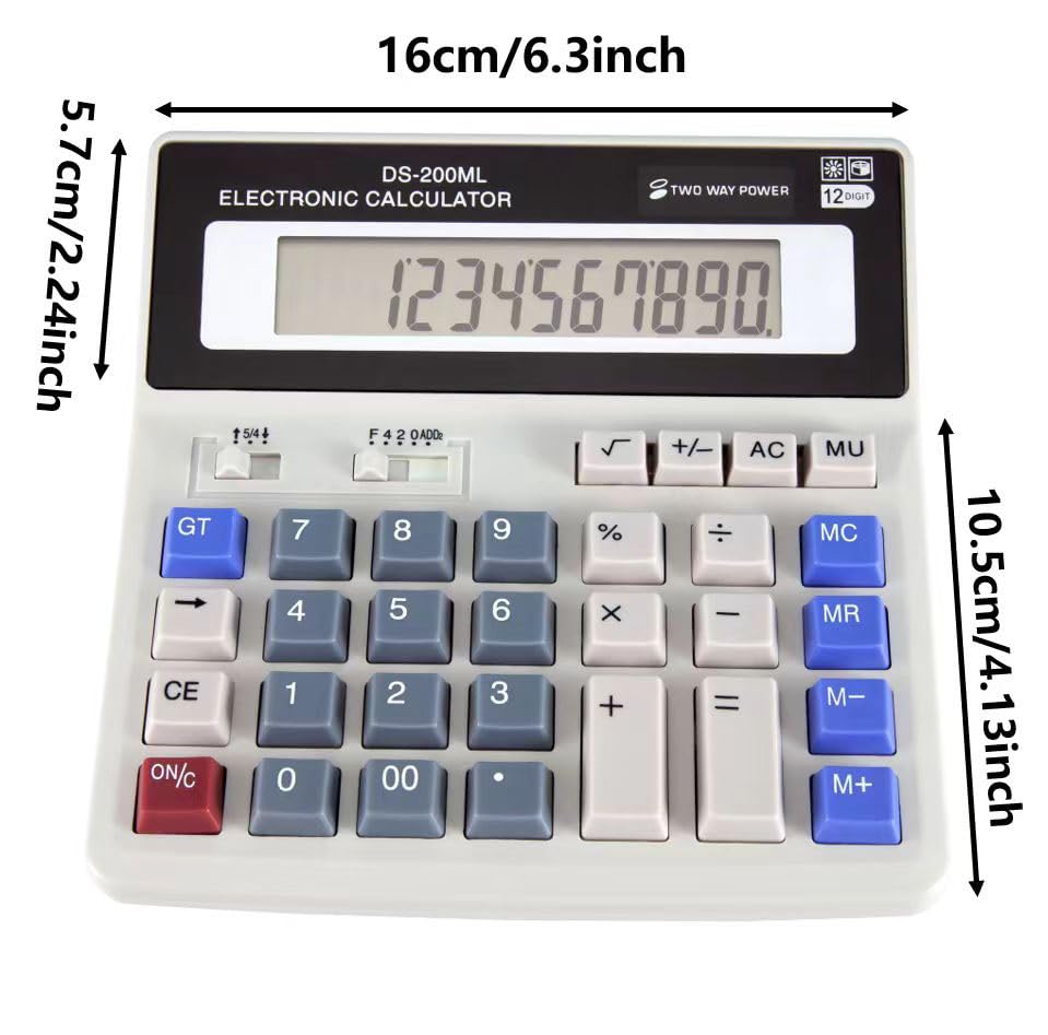 Calculadora de escritorio grande con alimentación dual y pantalla angular de 12 dígitos 7