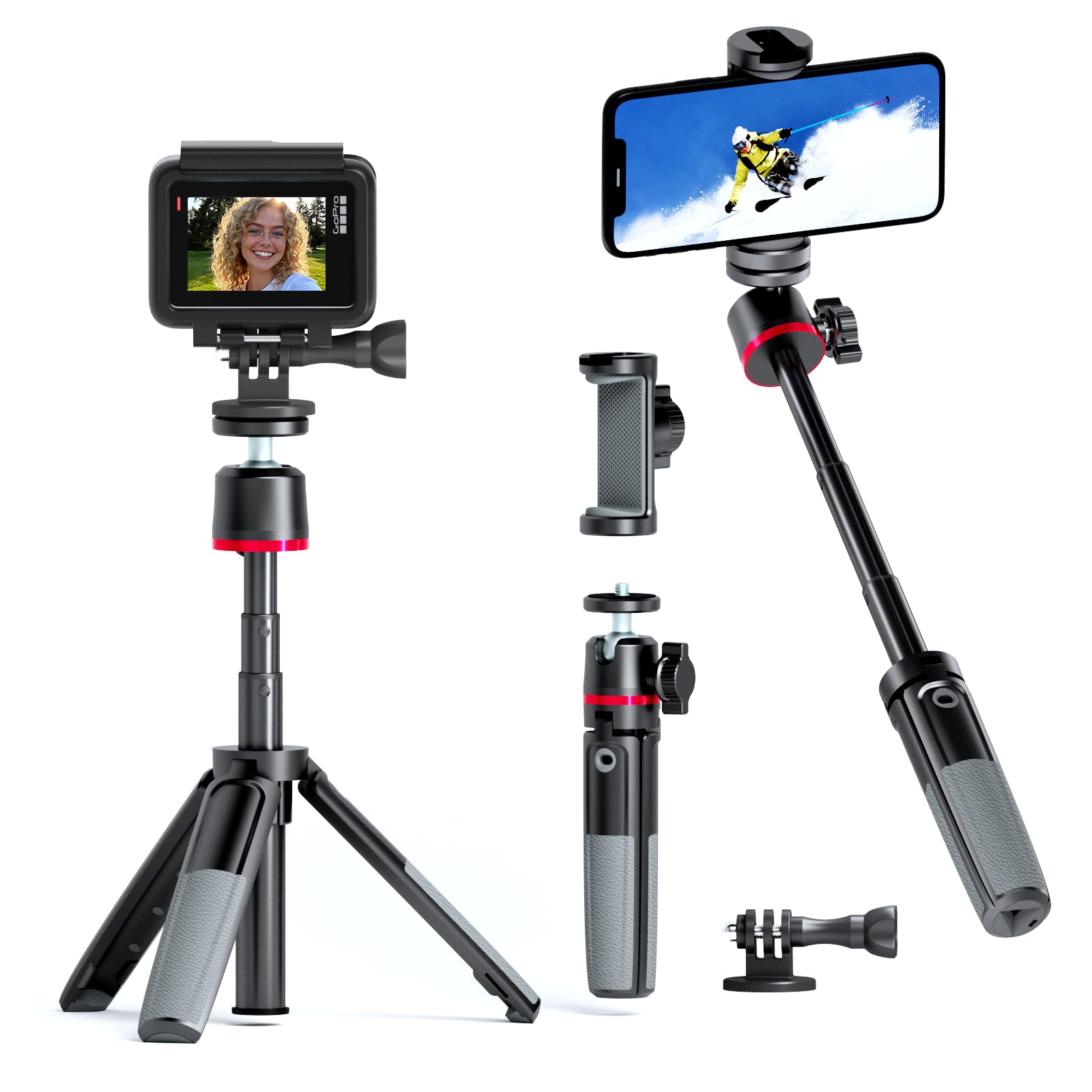 KINGJOY Mini Tripod for Camera Portable Vlog Travel Selfie Stick Compatible with DJI OSMO Pocket 3 Insta 360