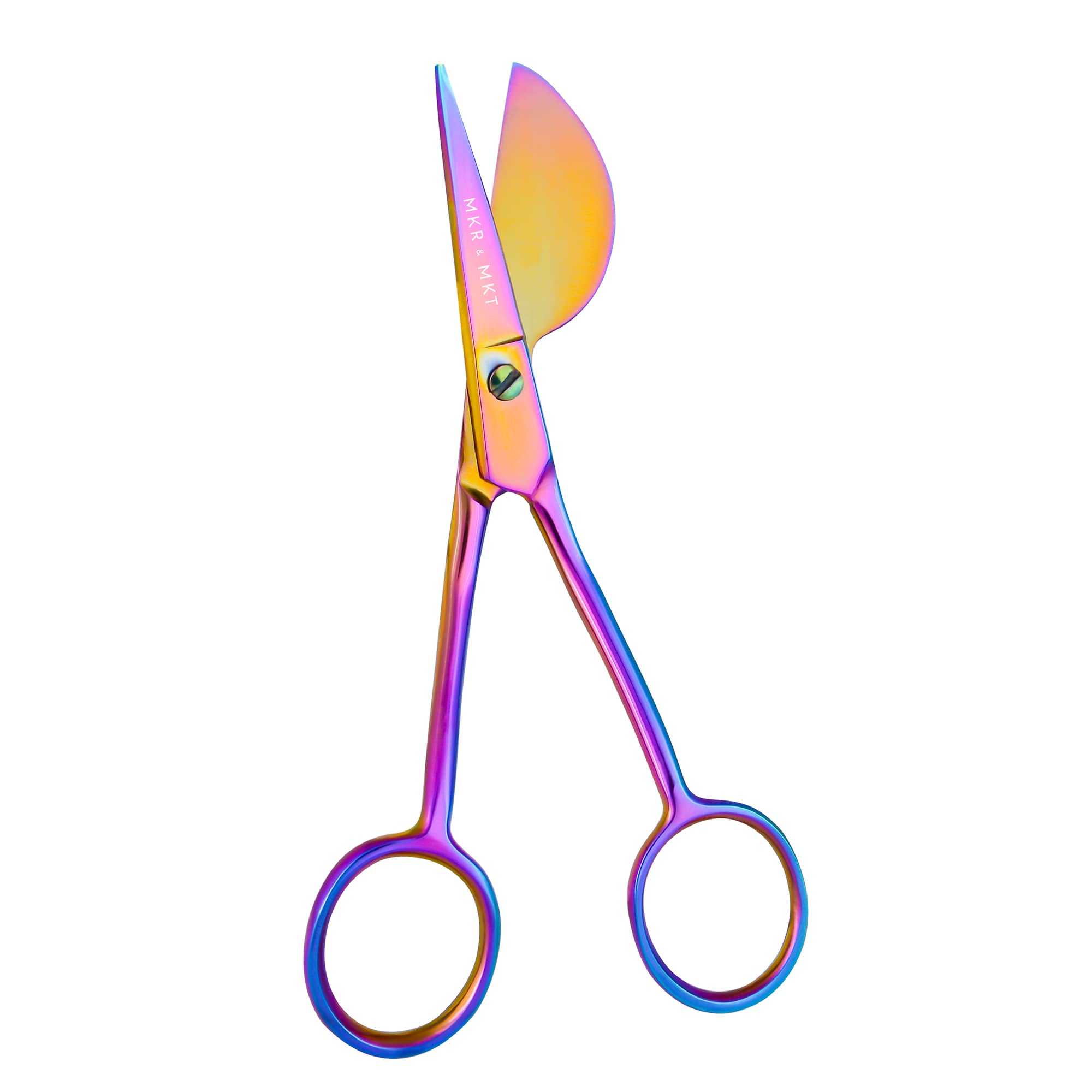 Applique Pelican Duckbill Blade 5.8 pulgadas – Tijeras de mango curvo doblado doble con funda de bolsa para bordado, tela, hilo, tejer, costura, artes y manualidades (arcoíris) | Bordado a máquina, costura y acolchado, corte de precisión para tela e hilo,