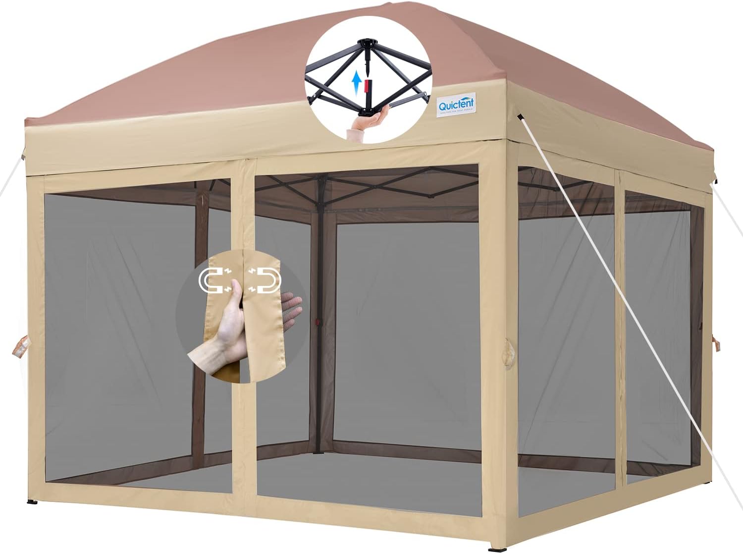 Quictent Toldo Desplegable De Privacidad De 10 X 20 Pulgadas Con Paredes Laterales, Toldo Cerrado Para Tienda De Campaña Instantánea Con Ventana De Malla Para Eventos Al Aire Libre (blanco