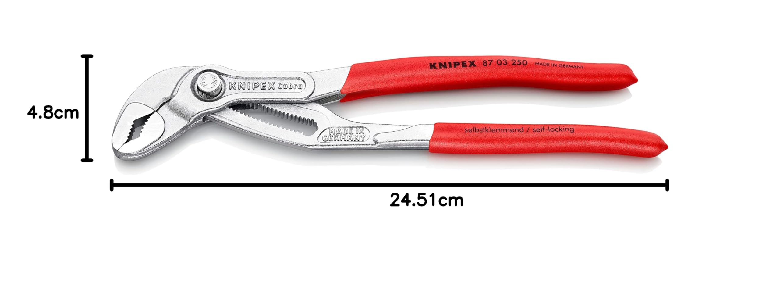 KNIPEX Cobra Szczypce nastawne do rur nowej generacji chromowany pokryte antypoślizgowym tworzywem sztucznym 250 mm, 87 03 250