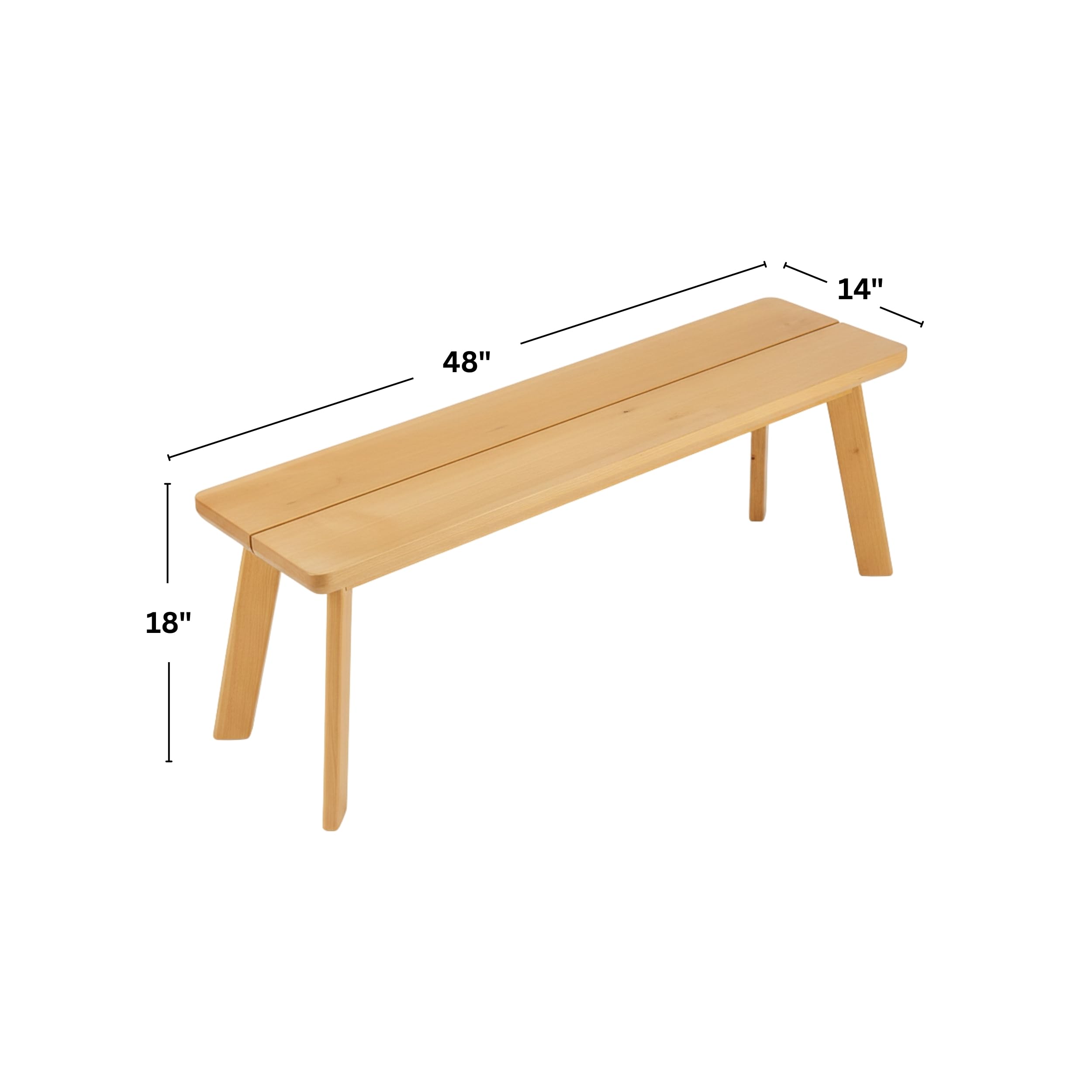 Alaterre Furniture Shelburne Dining Bench – Modern Farmhouse Farmhouse 48-Inch Solid Wood Bench with Maple Veneer Top for Kitchen Table or Dining Room (Warm Natural)