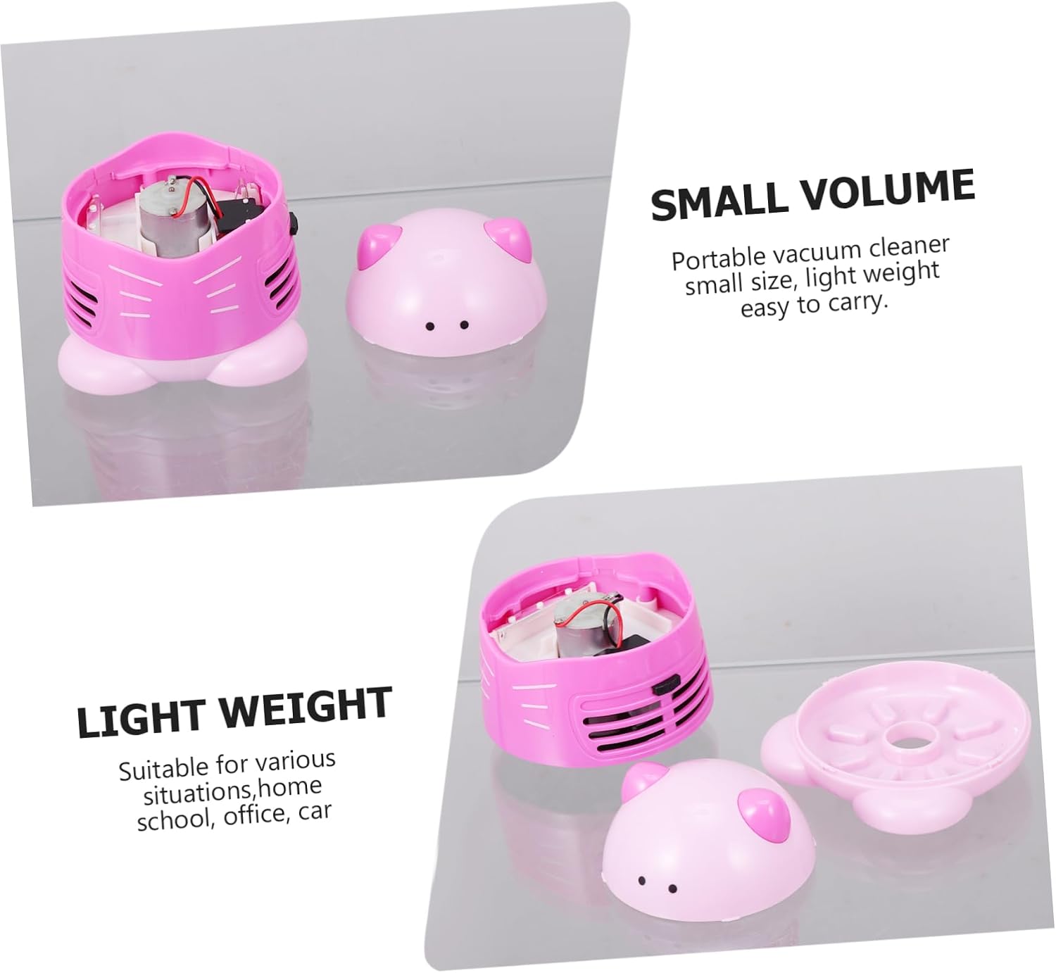 OSALADI Desktop Vacuum Cleaner Portable Cat-Themed Dust Collector for Crafts Home Office and Car Cleaning Lightweight Strong Absorption No Battery Required