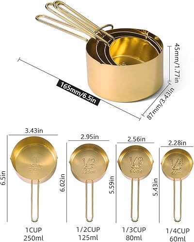 Miniatura 10 de Juego de tazas y cucharas medidoras de acero inoxidable negro, juego de tazas medidoras resistentes