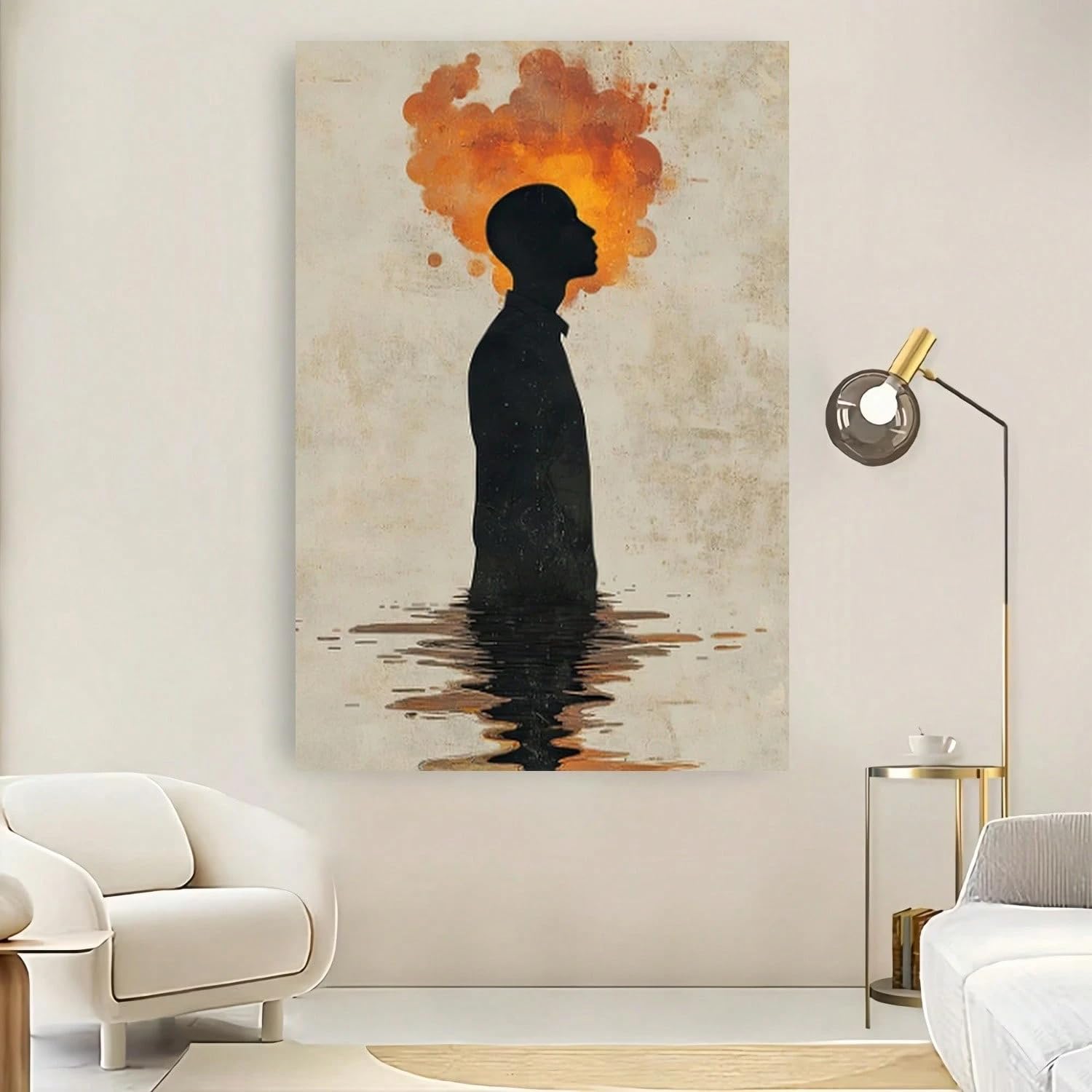 Lienzo abstracto de personajes para decorar un salon moderno o estudio creativo de diseño