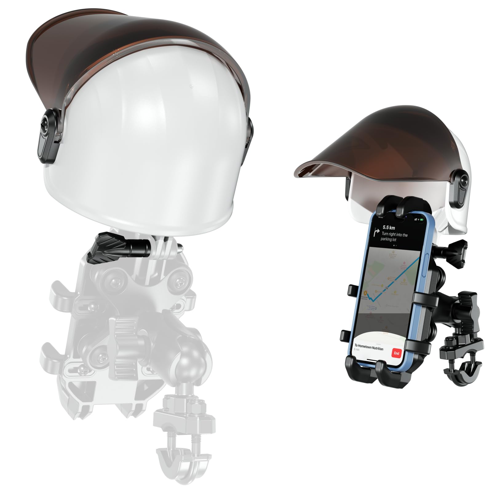 BRCOVAN Sun Hat for Motorcycle Bicycle ATV UTV Scooter Phone Mount, Fit for Phone Holder Model BKW-1, C14A, MB, B7 (White)