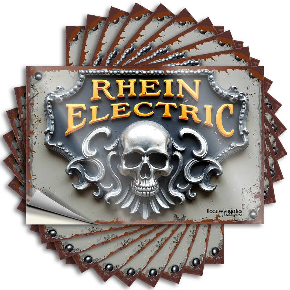 Sticker - Plastic Garage Rhein Electric: A Gothic Industrial Emblem for Farmers Farm(6X9CM)