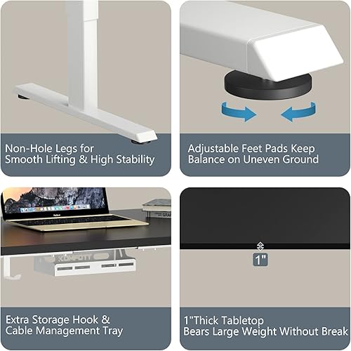 Miniatura 18 de Tangkula Escritorio eléctrico de pie con motor doble, estación de trabajo de 48 x 30 pulgadas de altura ajustable para computadora con controlador
