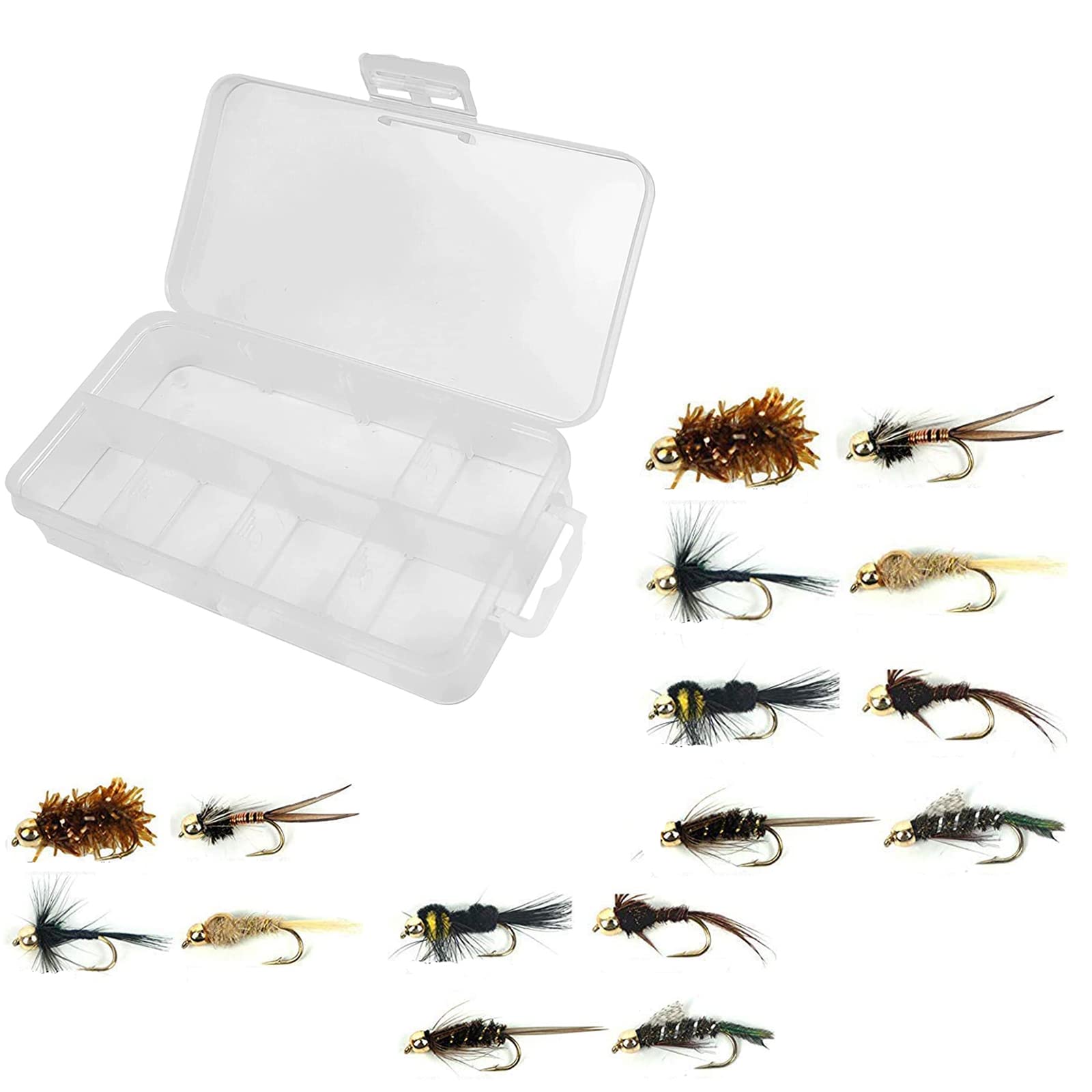 Fly Fishing Flies Dry Flies Assortment Handmade Fly Fishing Lures Nymph Head Bead Flies for Trout bass