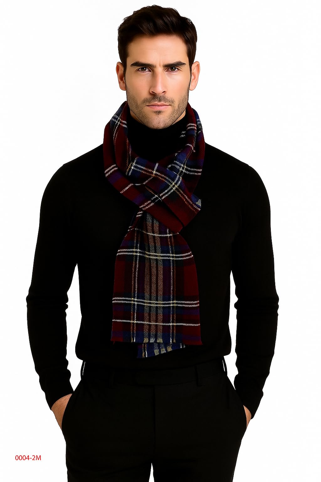 essentiele MEN SCOTTISH CHECK MULTI COLOR (BURGUNDY) WOOL TOUCH WINTER MUFFLER-picture-20