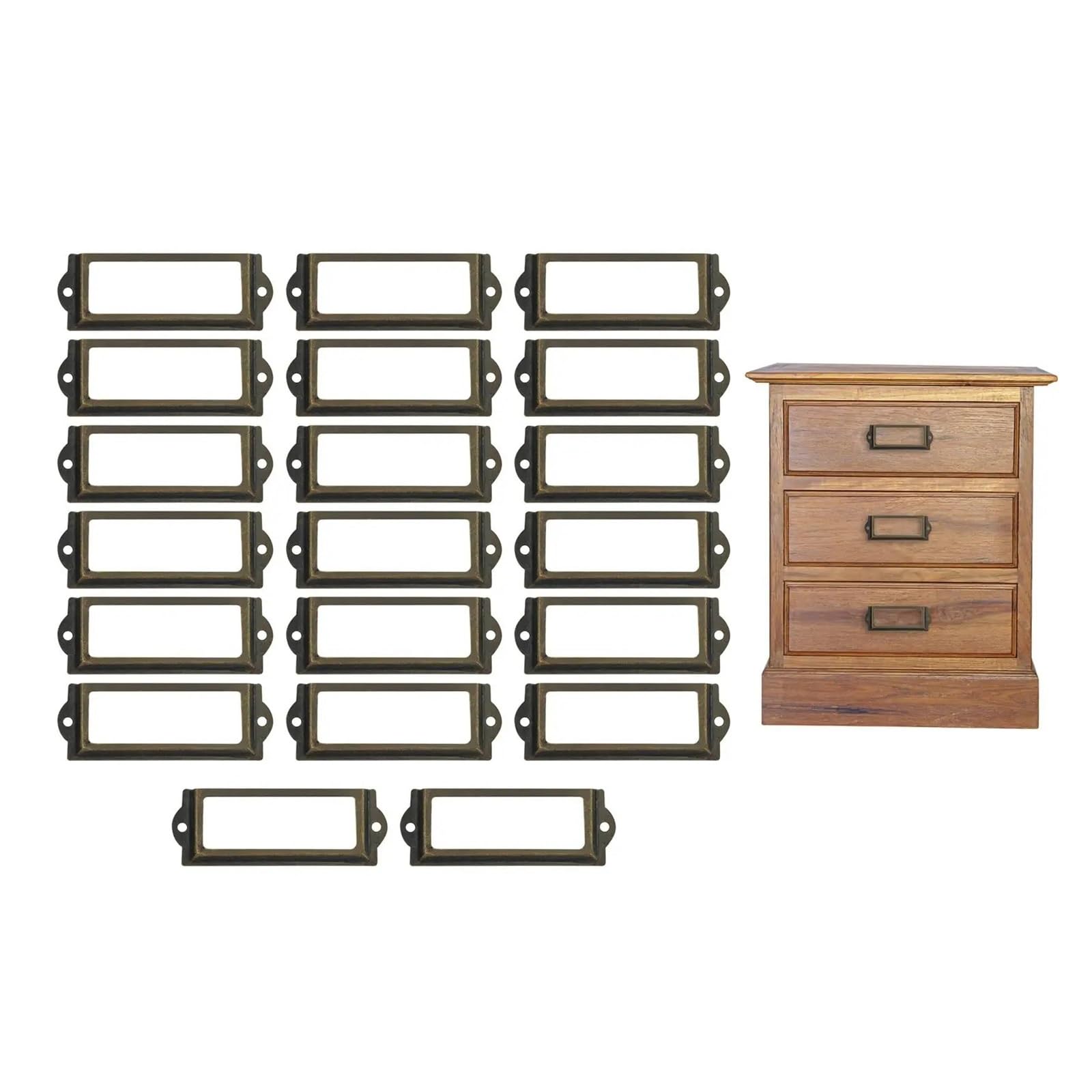 Cidegoo Bronze 100Pcs Iron Label Holder Frames With Screws For Drawer Tags Name Card Closet