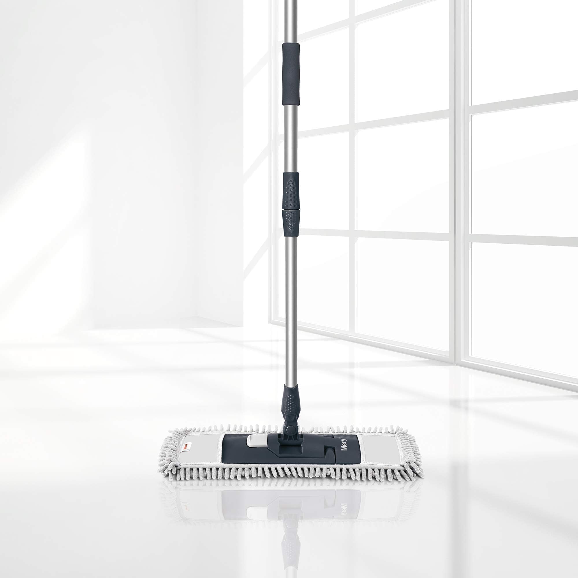 Mery Mop do mycia z mikrofibry, metal, czarny/szary, 47 x 15,5 x 80-140 cm