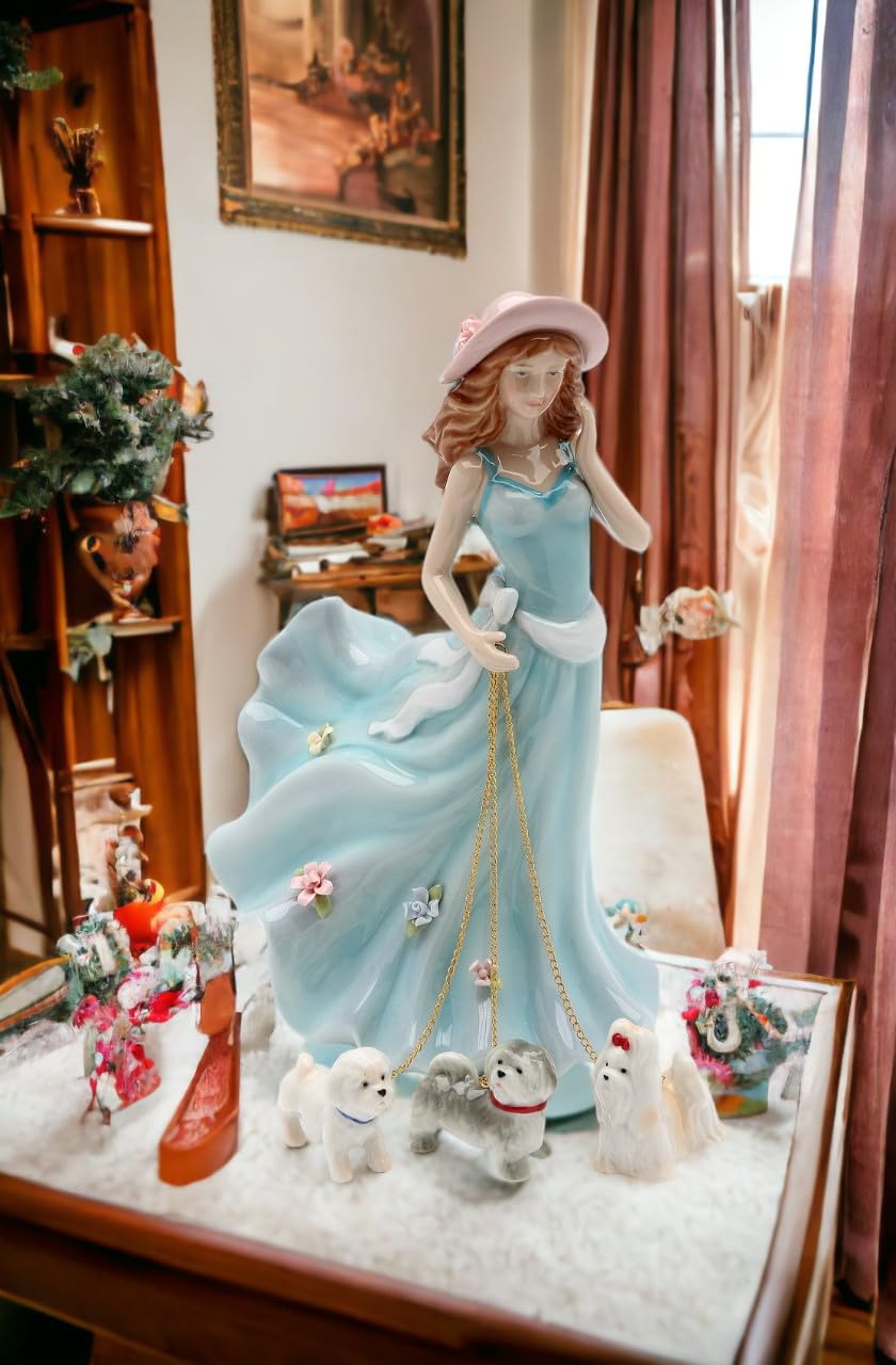 Amazon.com: Cosmos Gifts Fine Elegant Lady in Blue Dress Walking
