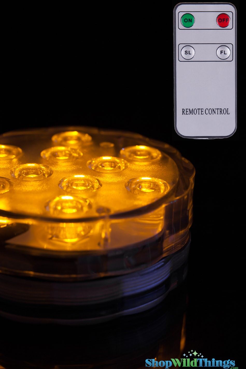 Large LED Submersible Disc w/Remote, 10 Yellow/Amber Lights
