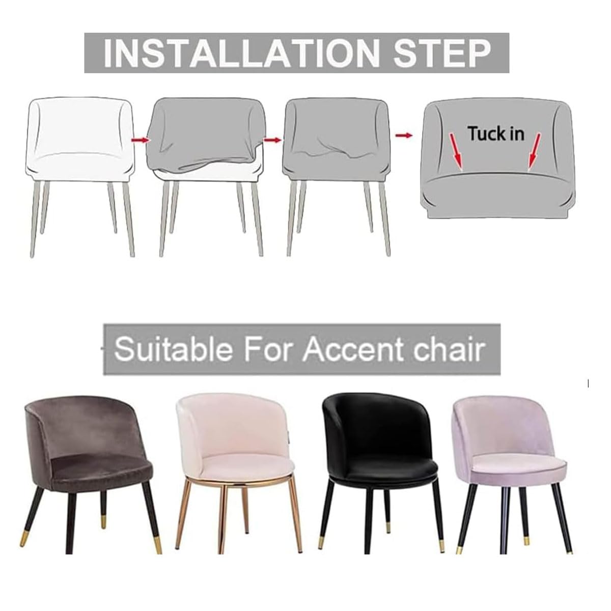 Coprisedia in velluto scandinavo con braccioli, 4 pezzi, elastici, per sedie da ufficio, ristoranti, bar, mobili da cucina