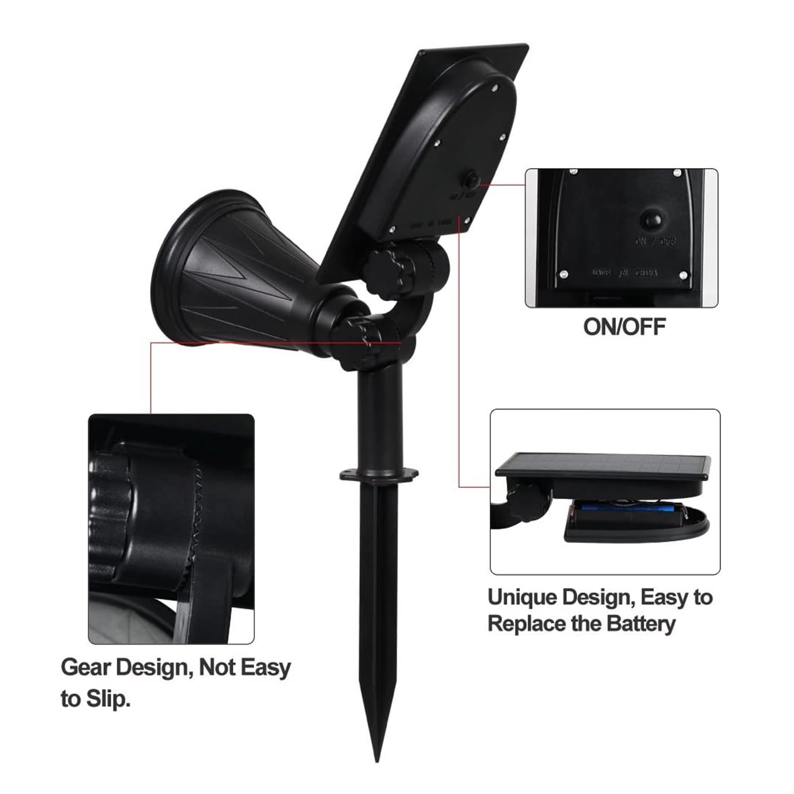 Focos solares LED Lámpara LED 4/7 con Energía Solar Foco Solar Ajustable En El Suelo IP65 Luz De Pared De Paisaje Impermeable Iluminación Exterior El Ahorro de energía (Color : Blue)