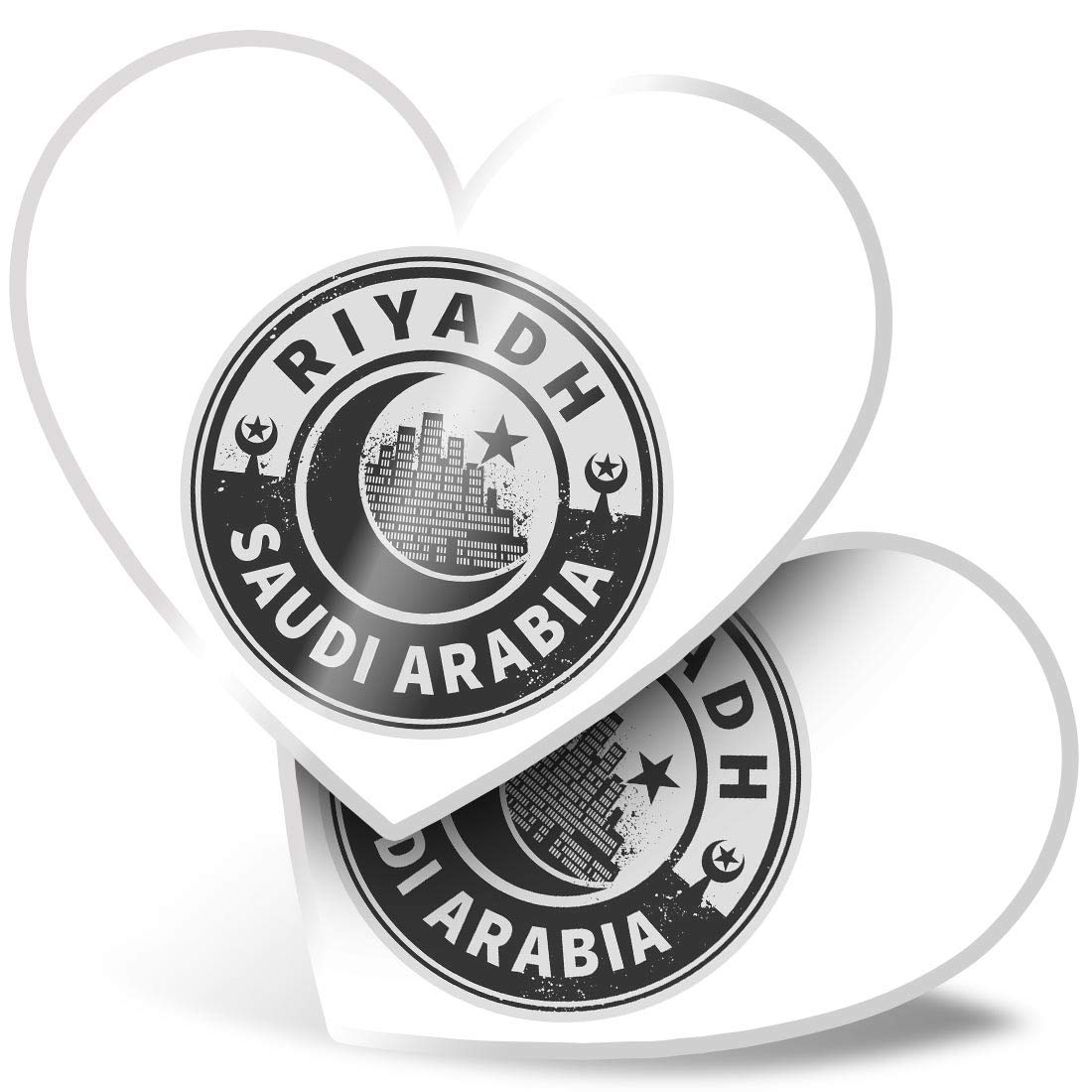 Destination Vinyl Ltd Multi 2 X Heart Stickers 7.5 Cm - Bw - Saudi Arabia Riyadh Travel Fun Decals For Laptops,Tablets,Luggage,Scrap Booking,Fridges, #40720