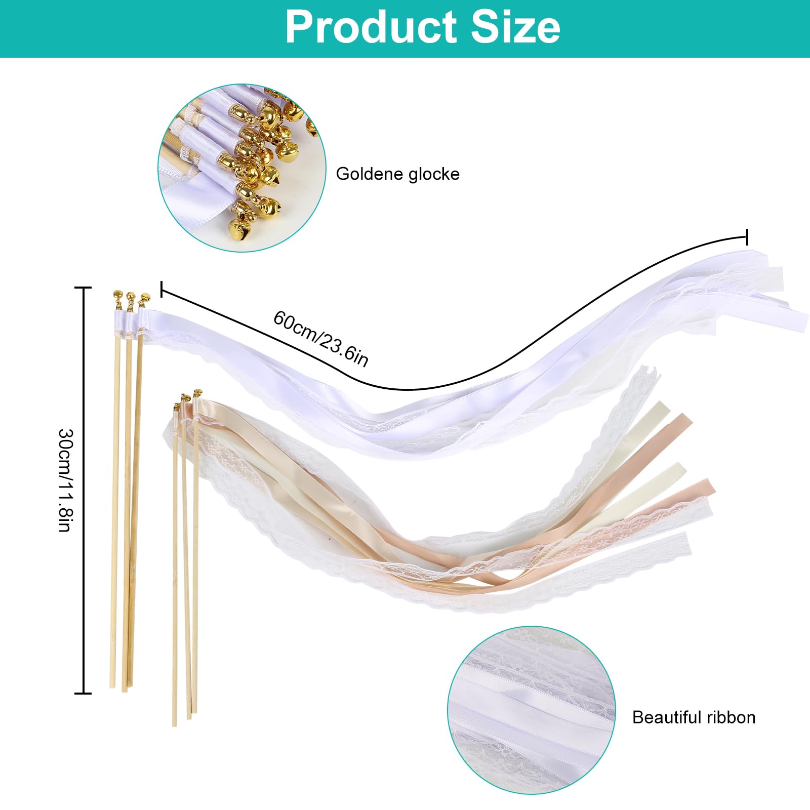 32 Wedding Wands Zauberstäbe – Mit Glöckchen, Holzstäbchen 30 Cm, Für Hochzeiten & Feiern