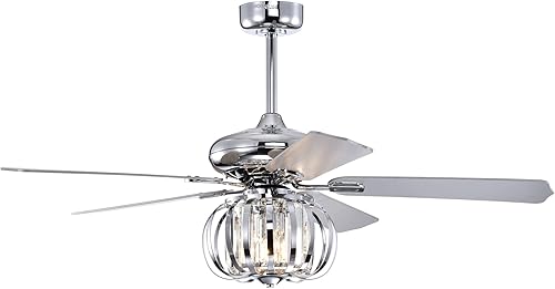 Tamaya Ventilador de techo de cristal con acabado cromado de 52 pulgadas con mando a distancia