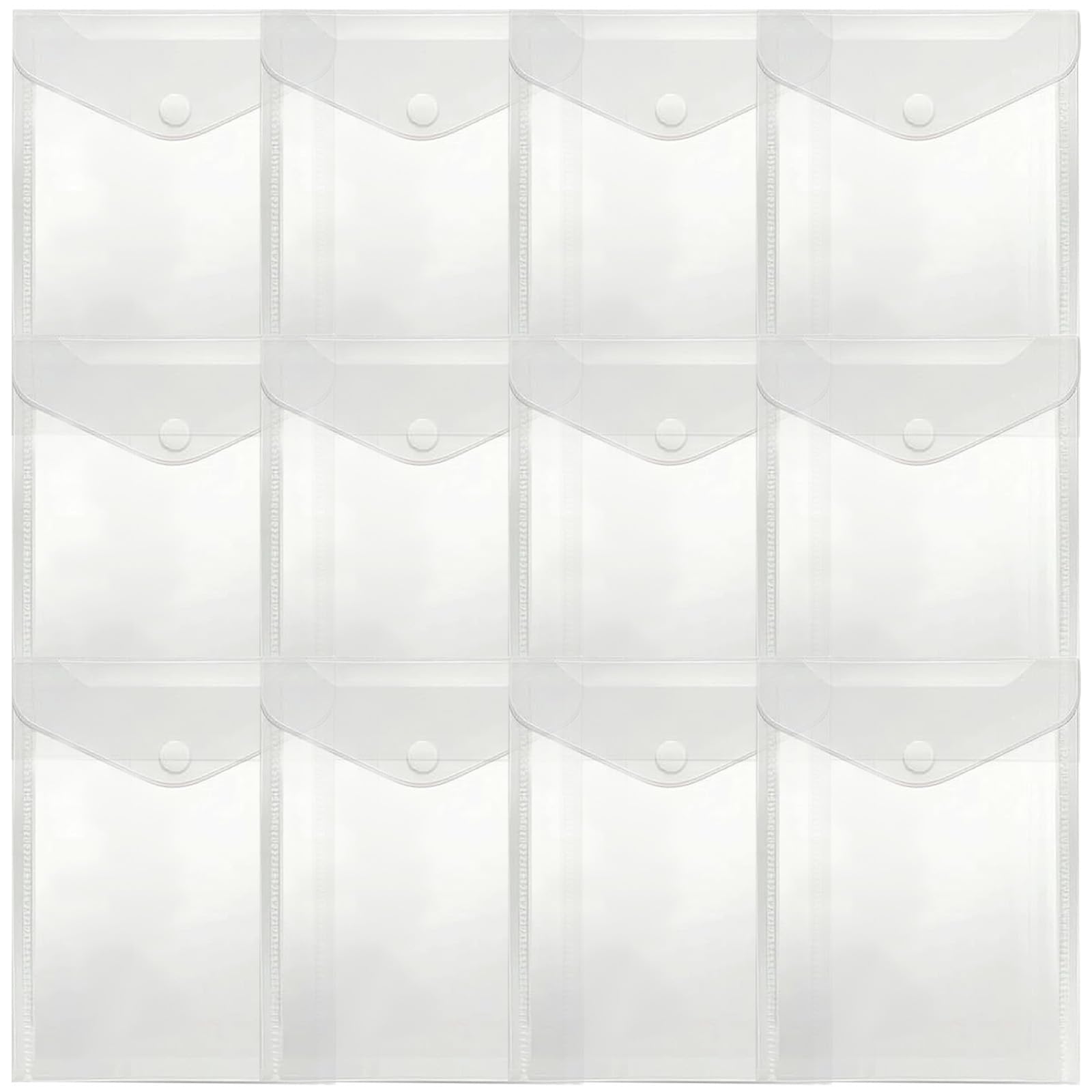 Kaeltsyn Of 12 Clear PP Sticker Storage Bags with Closure for Organizing Craft Supplies and Stationery Sticker Collector Structure