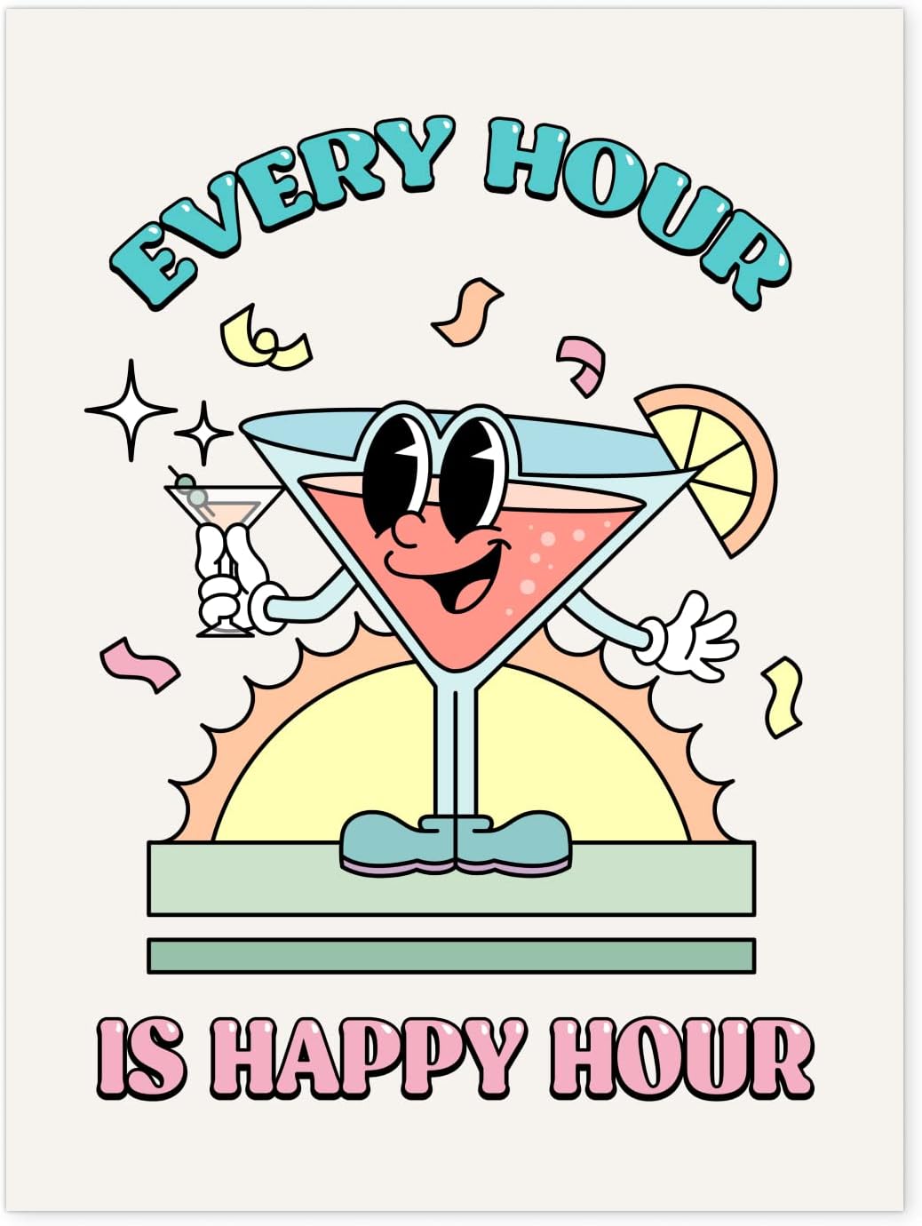 Palettes and Prints Retro Posters for Room Aesthetic, Preppy Posters, Preppy Room Decor, Bar Cart Decor, Retro Wall Decor, Preppy Wall Decor, Apartment Art, Retro Wall Art, Trendy Wall Art (Unframed): Posters & Prints