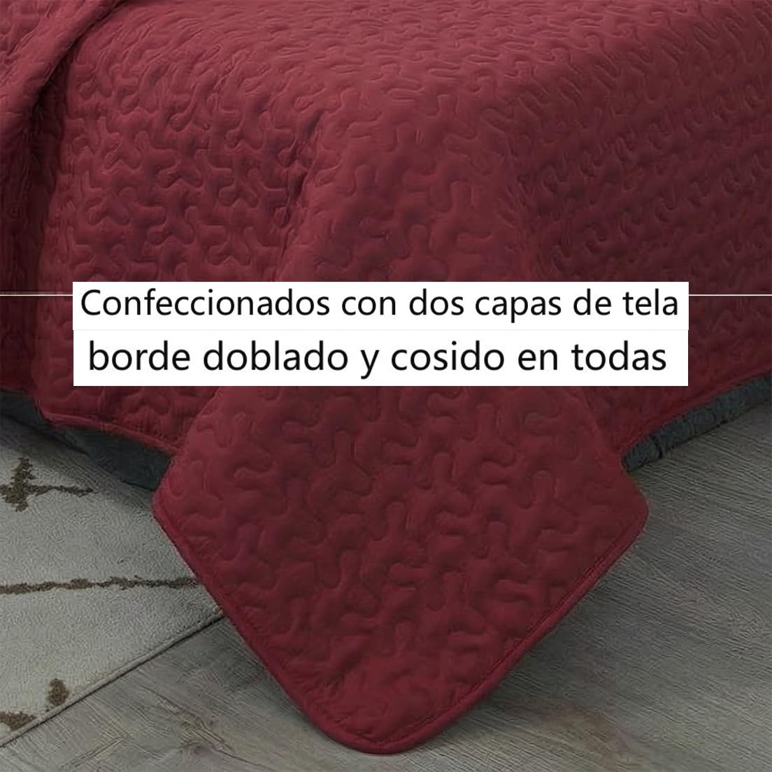 FUKURO. Colcha Boutis para Primavera y Verano + Funda Almohada 50x70 cm - Cubrecama Ligera Fina Entretiempo Extra Suave y Transpirable. (Onda - Roja, Cama 90 /180x260cm + 1 Funda 50x70cm)