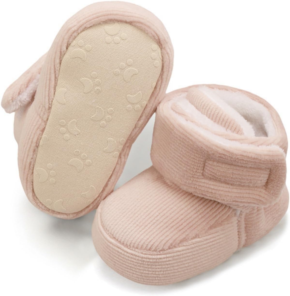 Baby Boys Girls Cotton Booties Non Skid Soft Sock Boots Infant Slippers Newborn First Walker Crib Shoes Pink 11CM