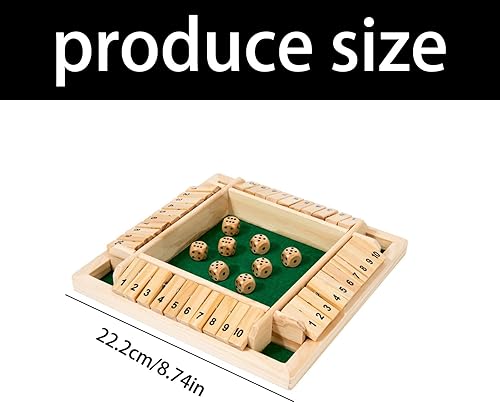 Miniatura 7 de Juego de Shut The Box con 8 dados, Shut The Box Wooden, para 2-4 jugadores, juegos de mesa de madera familiares de matemáticas, juegos de cartas de
