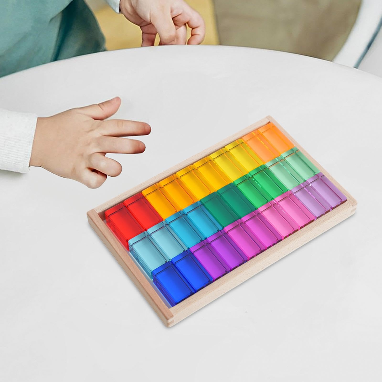 Set Di Blocchi Creativi In Acrilico E Legno | colorato, impilabile, educativo, include scatola
