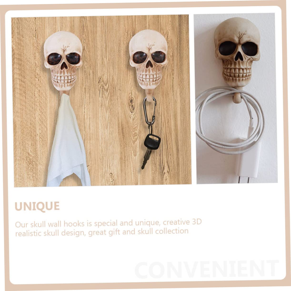 Patère Murale Gothique En Forme De Main De Squelette - Décoration Tendance Pour Accrocher Clés, Bracelets, Blanc - 4