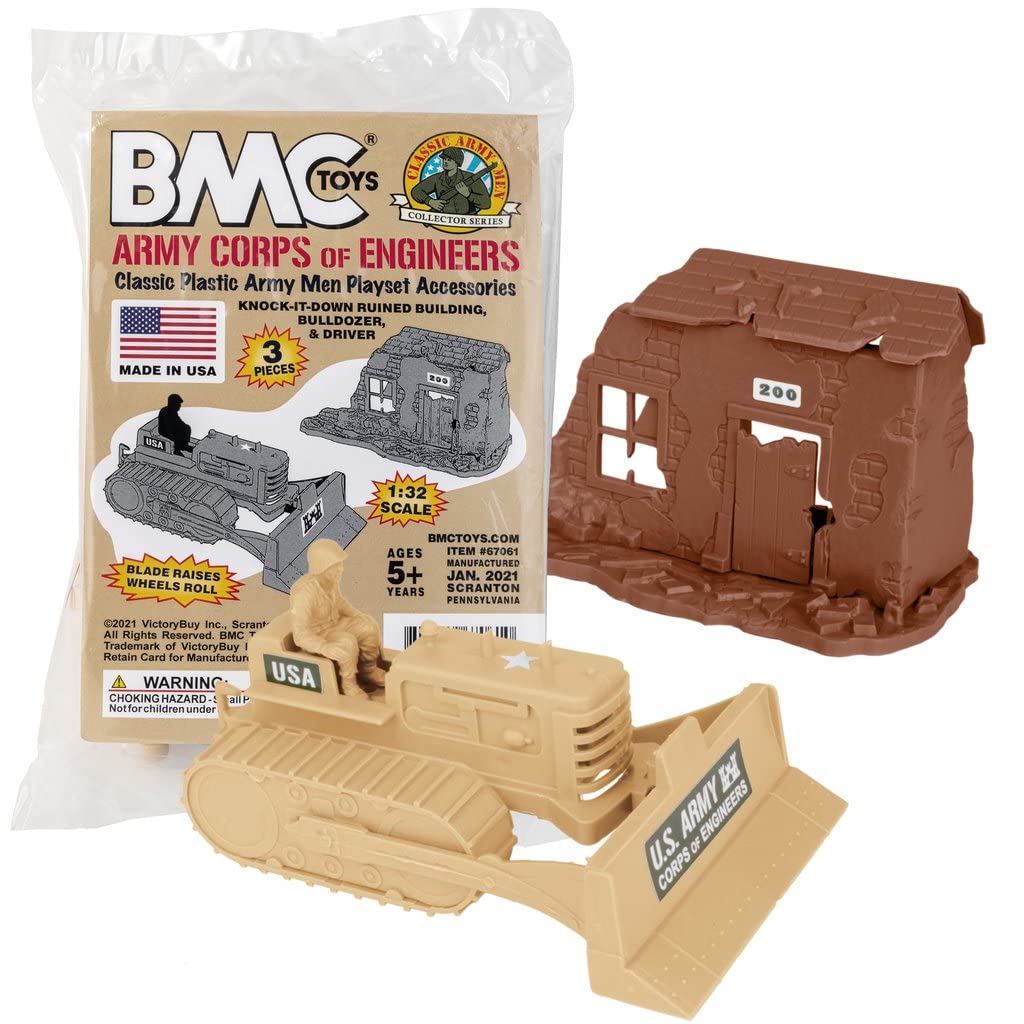 BMC Classic Army Corps of Engineers Bulldozer Building Plastic Army Men Playset