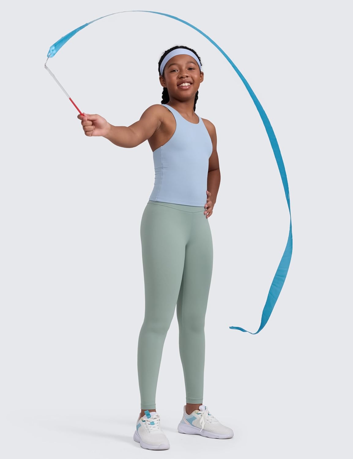 CRZ YOGA Girls Butterluxe Double Lined Racerback Tank Tops Waist Length - High Neck Dance Yoga Athletic Casual Kids Teen - Image 4