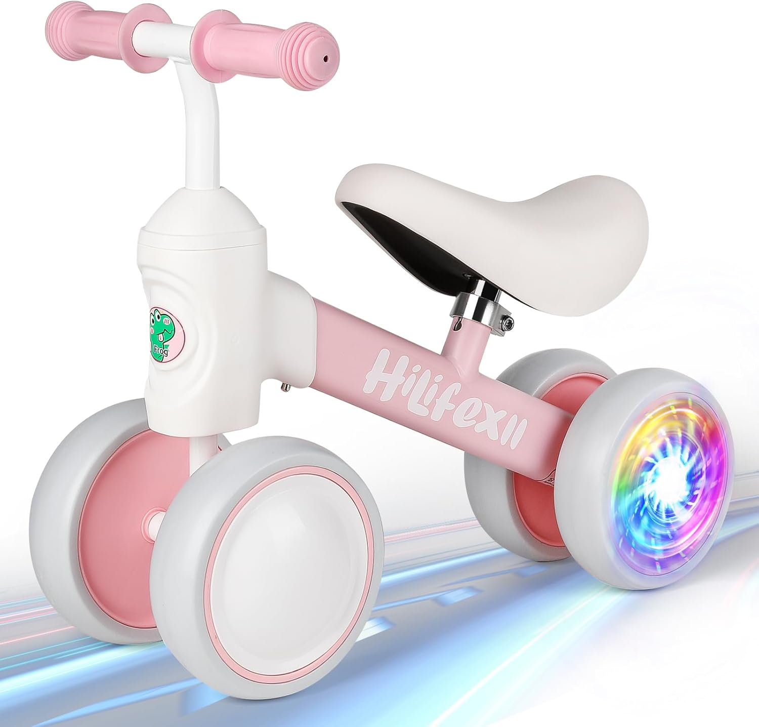 Colorful Lighting Baby Balance Bike for 1-2 Year Old Girls, 12-24 Month Toddler Balance Bike, No Pedal 4 Silence Wheels Ride On Bicycle Toys for Boys & Girls, First One year old Birthday Gifts