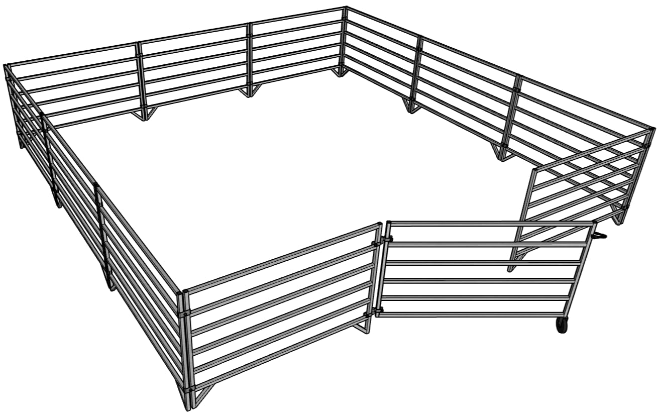 12 Pack of Aluminum 5 Ft Long 6 Rail 40" Tall Sheep & Goat Panels, 11 Panels & 1 Gate Panel Pen Arena Corral