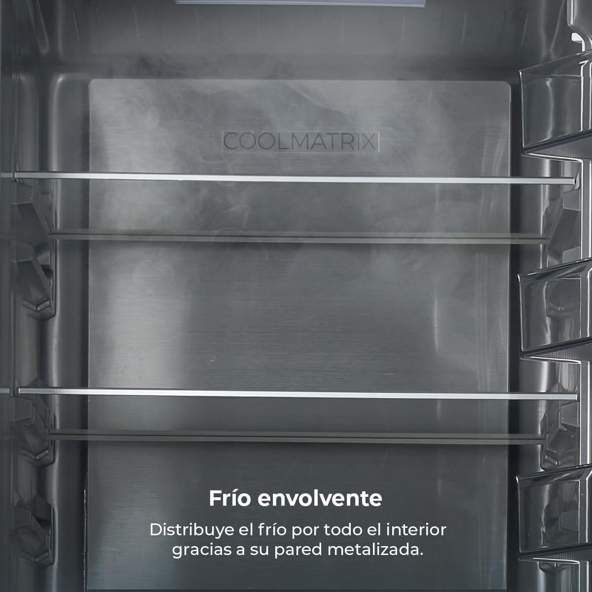 Cecotec Frigorífico Combi No Frost de 405L Bolero CoolMarket Combi 405 MC Elite Black Glass D. 200 cm de Alto, 59,5 cm de Ancho, Clase D, MetalFlex Cooling, Fresh Flex, Interior en Elite Grey, Negro